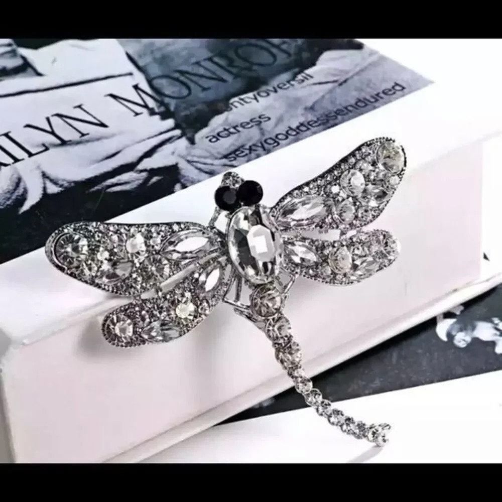 Crystal Vintage Dragonfly Brooches for Women Large Insect Brooch NWBOX